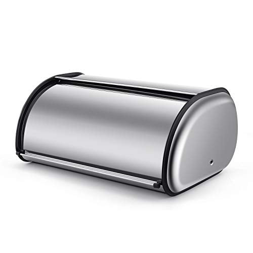 Ideal for Restaurant Home Kitchen Flexzion Stainless Steel Bread Box Holder Metal Roll Up Top Lid Storage Container Bin Keeper for Homemade Cake Buns Toasts Loaves Pastries Pancakes Cookies 13 inch 